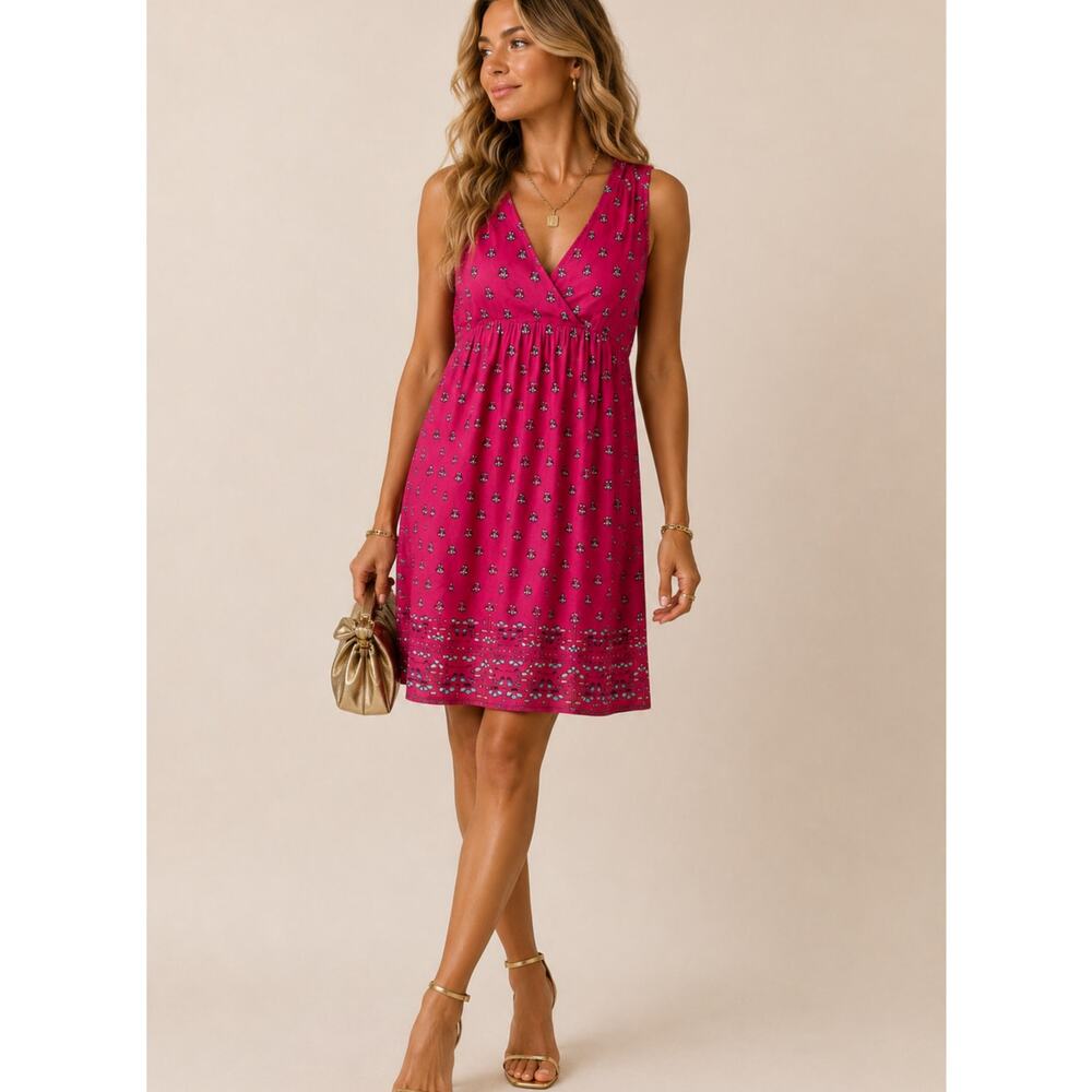 Jigsaw Pink Paisley Silk Mini Dress Womens 8 Quiet Luxury Boho Sleeveless